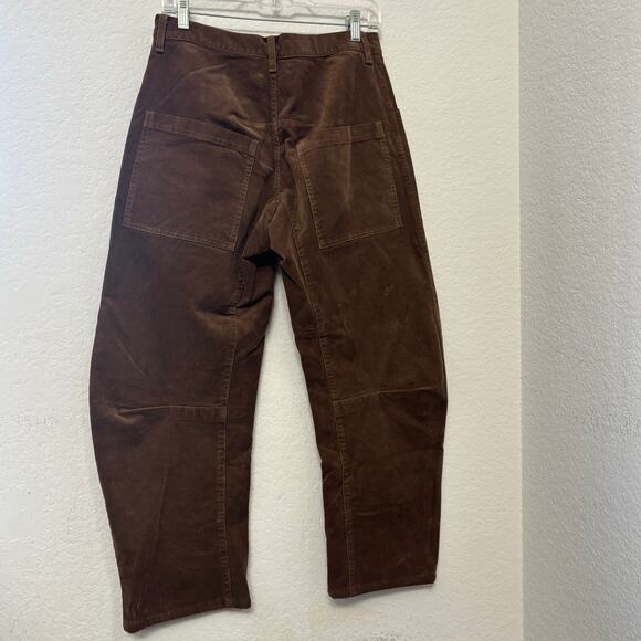Nili Lotan Shon Corduroy Barrel Leg Pants Dark Brown Size 2 - Picture 3 of 5